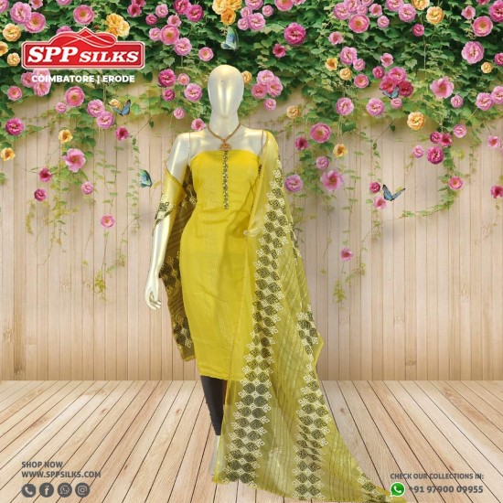  mango yellow and grey semi ready-made salwar set