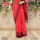 crimson red  handwoven cotton saree