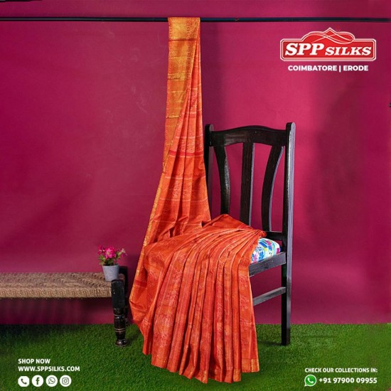  Hibiscus body handwoven Kanchipuram silk sarees 