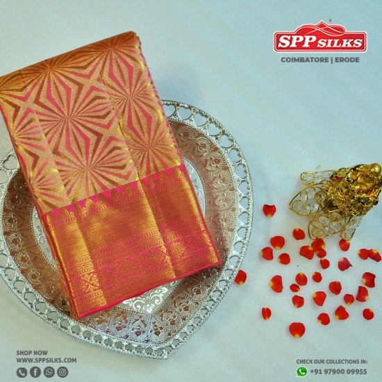 sandalwood  handwoven Kanchipuram silk sarees