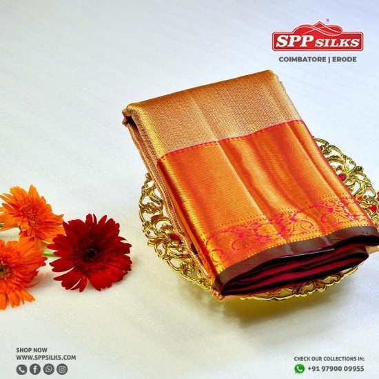 Gold handwoven Kanchipuram silk sarees 