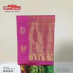 Emerald green handwoven silk saree 