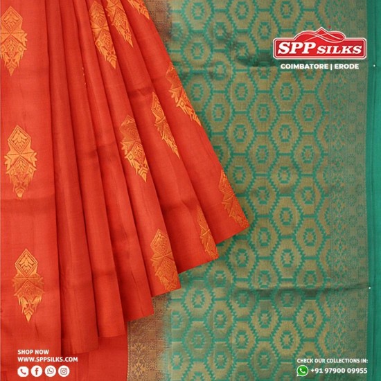 Metallic red  handwoven Kanchipuram silk sarees