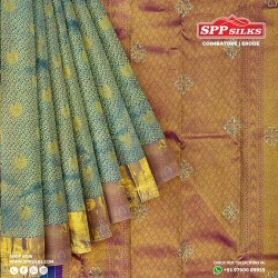  Blue and green handwoven silk saree 