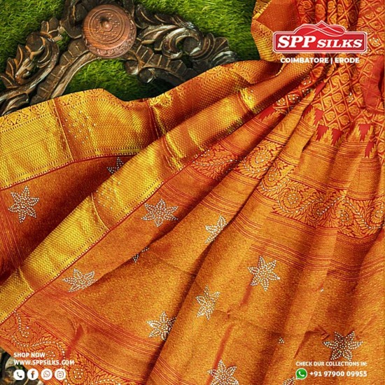  orange handwoven silk saree 