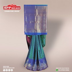 Blue-green saree