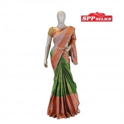 Fancy saree (white with green)