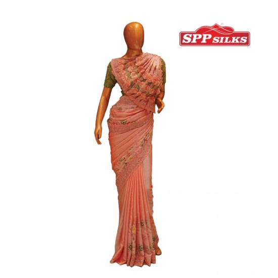 Fancy saree (Coral color)