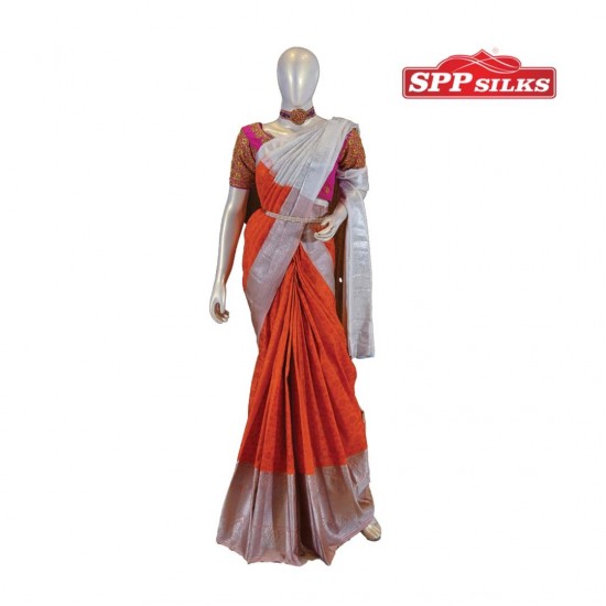 Fancy saree (Orange with white)