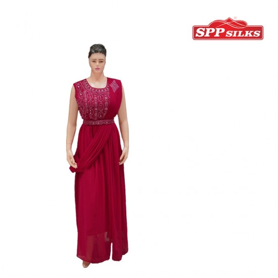 Saree style drape gown (red)