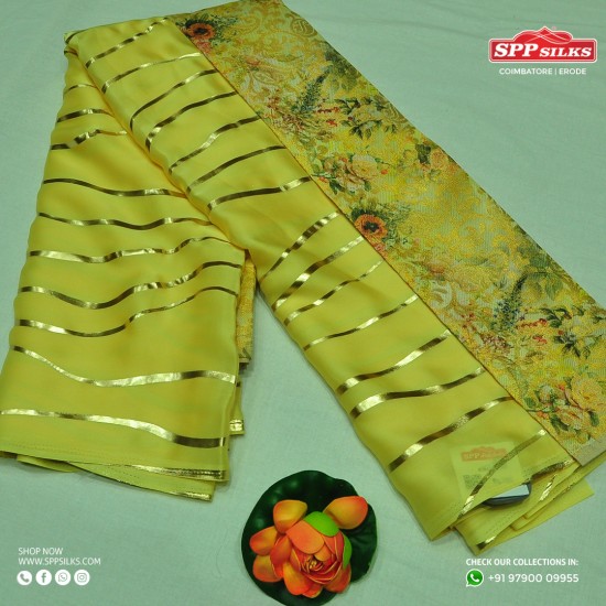 Lime yellow saree