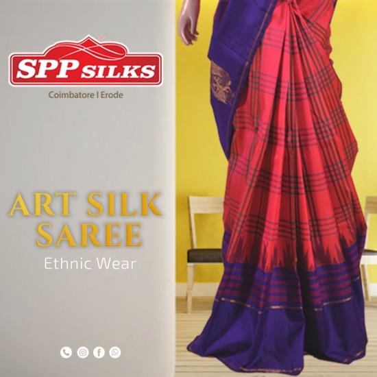 Pink and Purple Art Silk Saree