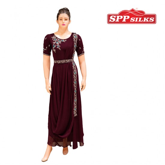 Saree style drape gown