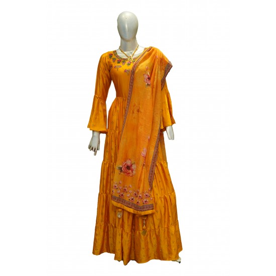 yello color anarkali