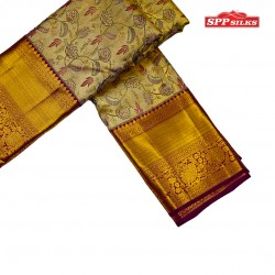 Half White with Border Golden Color silk saree