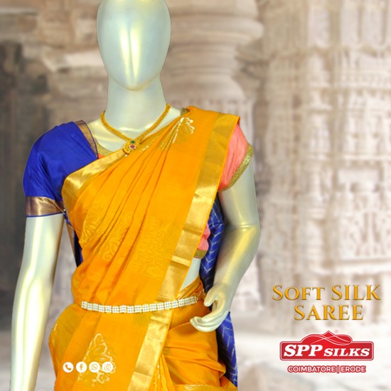 Mango Yellow color silk sarees with digital kalamkari printed with jacquard  weaving pattu border design -SILK0006817