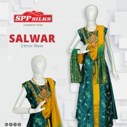 Green & Yellow Ethnic Wear Salwar