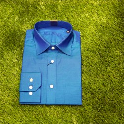 Peacock blue Double shade color mens formal shirt.