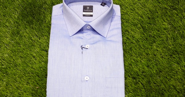 Navy Blue Mixed Cotton Executive Shirt by Aarong