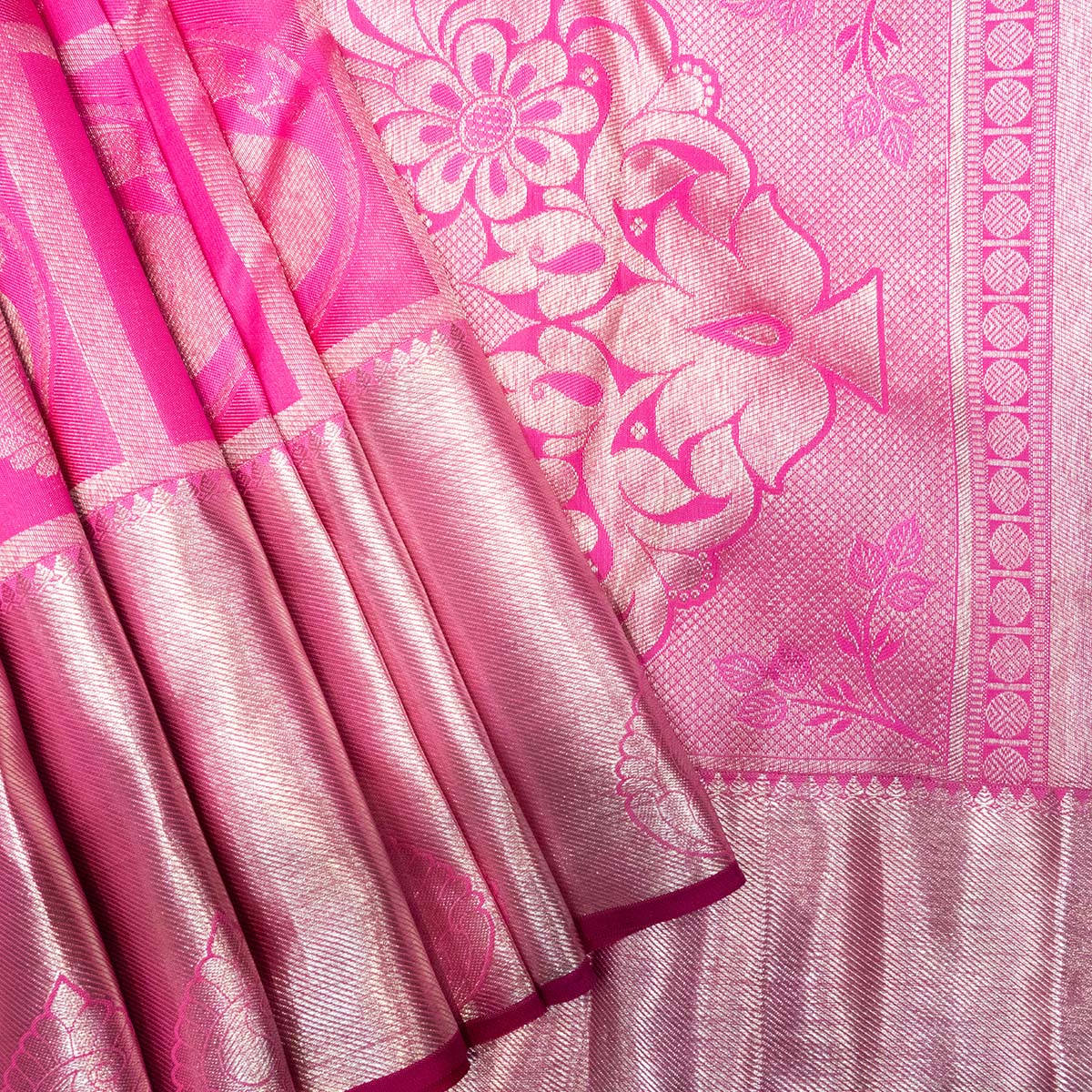 Banarasi Semi Silk Saree With Silver Zari Weaving & Contrast Border-Or –  Banarasikargha