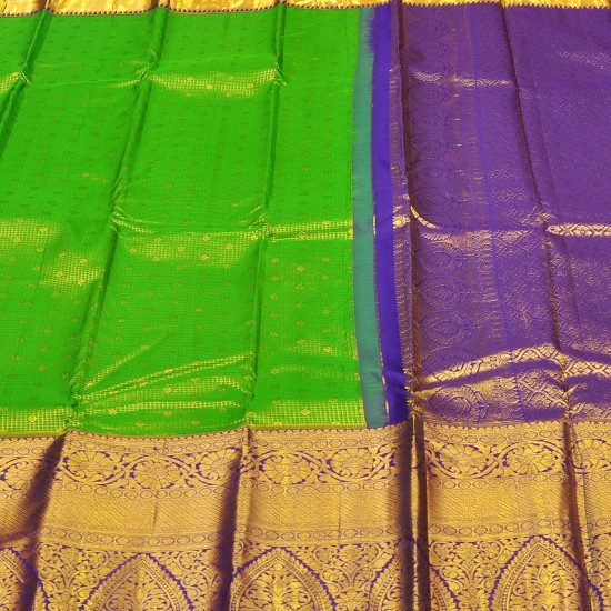 Green with blue color kanchipuram silk saree