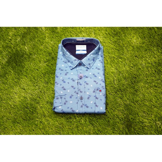 Printed Blue Casual Shirt for Men