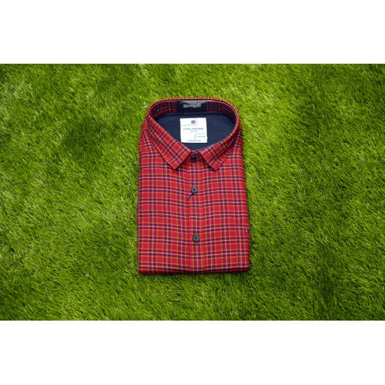  Red color mens casual shirt.