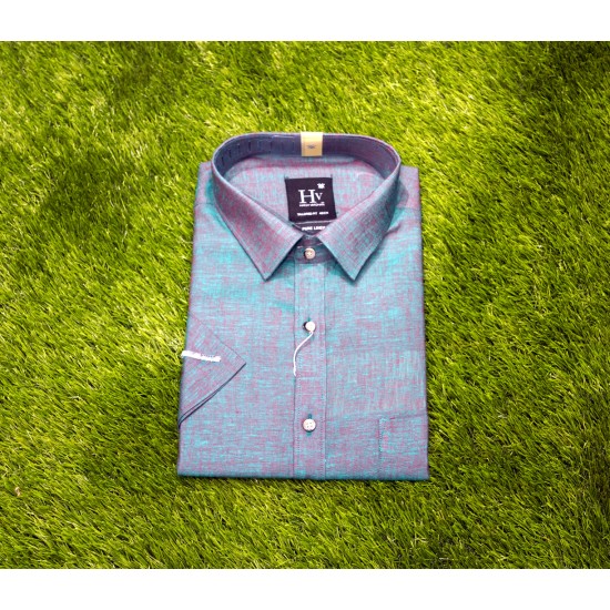 Violet with blue double shade mens casual shirt.