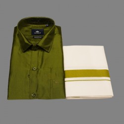 Green Colour Silk Shirt  Dhoti Set 