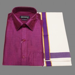 Violet Colour Silk  Shirt  Dhoti Set