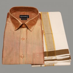 Peach Colour Silk Shirt Dhoti Set