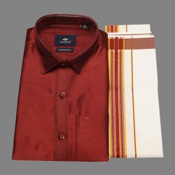 Maroon Colour Silk Shirt Dhoti Set