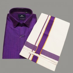 Dark Violet  Silk Shirt Dhoti Set