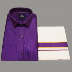 Dark Violet  Silk Shirt Dhoti Set