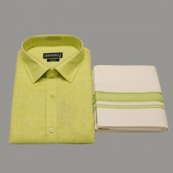 Lime Green Colour Silk Shirt Dhotis Set
