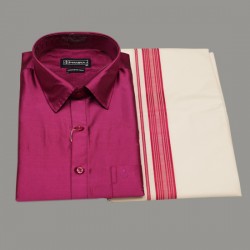 Dark Pink Colour Silk Shirt Dhoti Set 