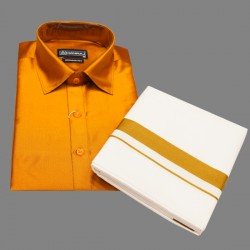 Orange Colour  Silk Shirt