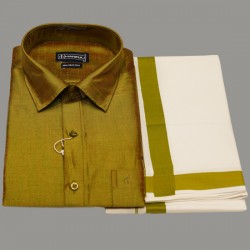 Mustard Colour Silk Shirt Dhoti Set