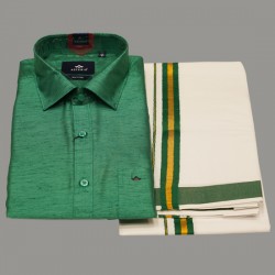 Ramar Green Colour Silk Shirt Dhoti Set