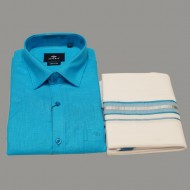 Sky Blue Colour Silk Shirt Dhoti Set