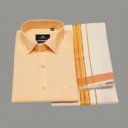 Solid Colour  Silk Shirt Dhoti Set.