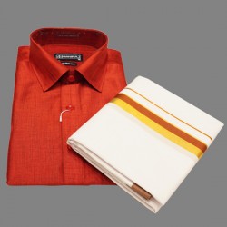 Red Colour Silk Shirt Dhoti Set 