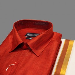 Red Colour Silk Shirt Dhoti Set 
