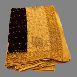 Dark Red Brown With Golden Color Synthetic Fancy Saree