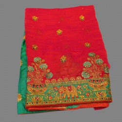 Tomato Pink Color Synthetic Fancy Saree