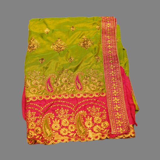 Flowers Green Color Synthetic Fancy Saree