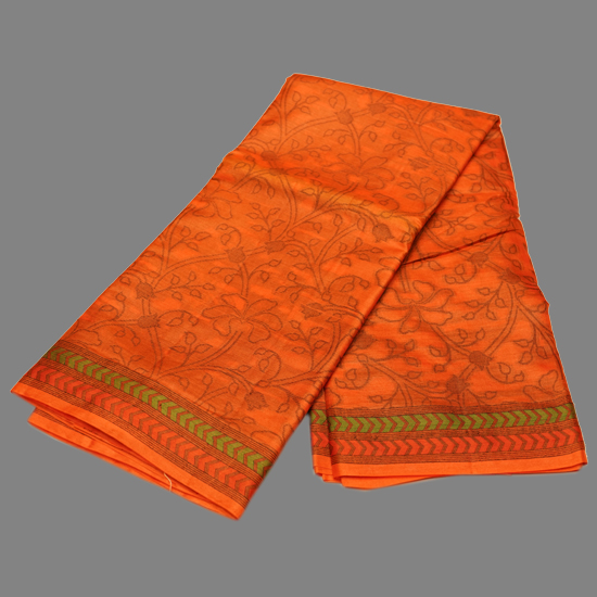 Orange Color Tussar Silk Saree 