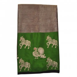 Gray with green color tussar silk saree 