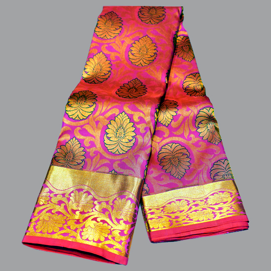 Pink With Red Color lakshanya pattu Saree