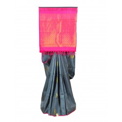 Gray with peach color lakshanya pattu saree 